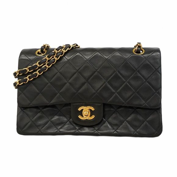 Chanel Matelasse Shoulder Bag Black Lambskin Gold Hardware  Women's - Picture 1 of 16
